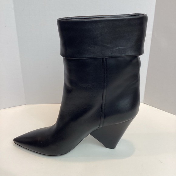 SAINT LAURENT LEATHER MID CALF BOOTS SZ 40.5 - Picture 6 of 12
